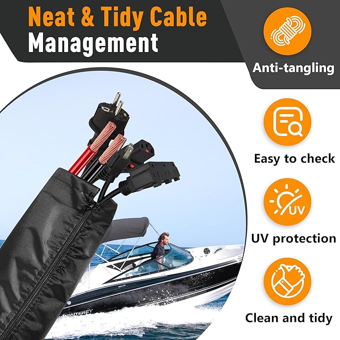 48 Inch Zippered Rigging Sleeve | Heavy Duty 600D Waterproof Marine Cable - Image 6