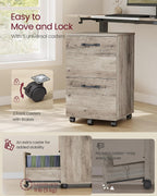 vasagle 2-drawer file cabinet, small rolling filing cabinet showing dimensions
