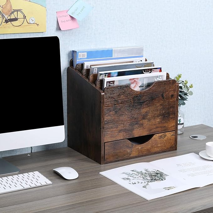 PAG Wood Desktop File Holder Organizer Mail Sorter - Image 6