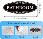 Bathroom Sign Sticker for Business and Home，Self-adhesive Cute Bathroom Decor - Image 2