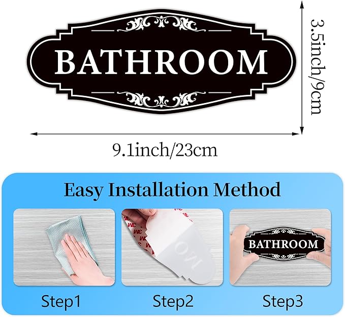 Bathroom Sign Sticker for Business and Home，Self-adhesive Cute Bathroom Decor - Image 2