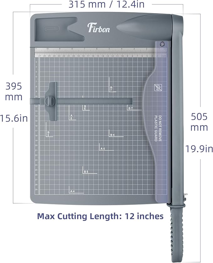 Firbon 12" Guillotine Paper Cutter, Heavy Duty 30-Sheet Capacity Trimmer - Image 6