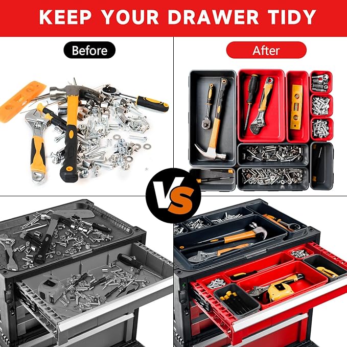 FLYVOLE Tool Box Organizer Tray, Toolbox Desk Drawer Organizer, Tool Box Tray - Image 4