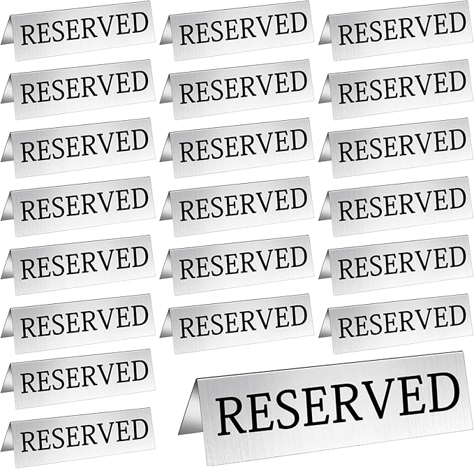 Aemygo 24 Pcs Metal Reserved Table Signs, Double Sided Tent Guest Reservation by Aemygo