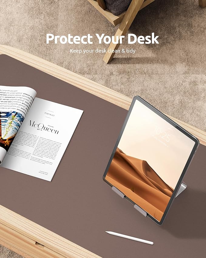 YSAGi Leather Desk Protector, Office Mat, Large Mouse Mat, Non-Slip PU Leather - Image 7