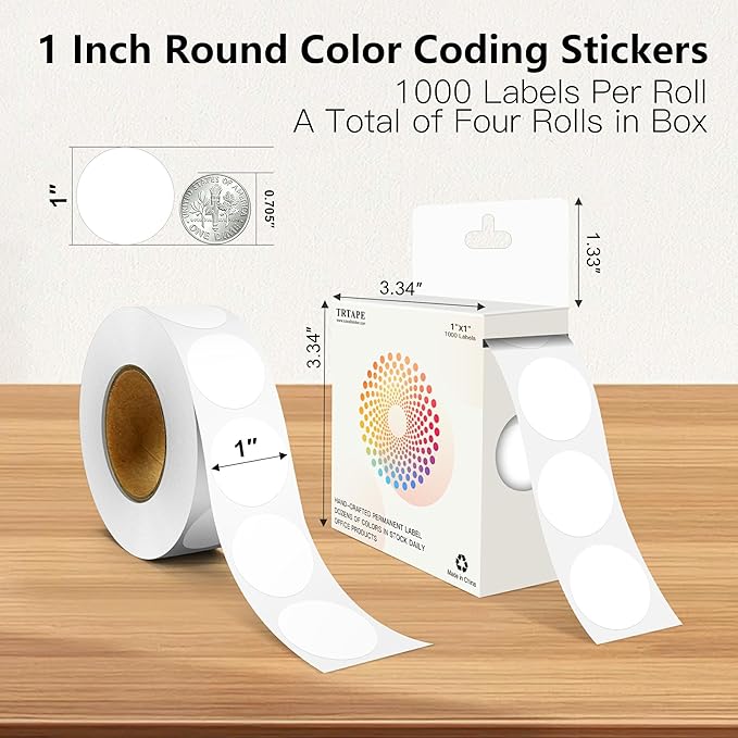 White 1 Inch Round Color Coding Labels - Image 2