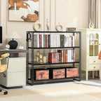 HCHQHS Bookshelf, 4-Tier Industrial Bookcase, Freestanding Tall Bookshelves - Image 7