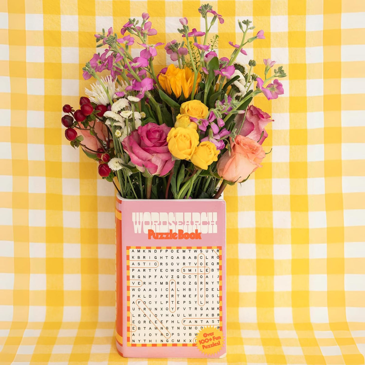 ban.do Ceramic Book-Shaped Vase, Word Search Puzzle