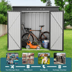 gizoon 6x4 ft outdoor shed, metal garden shed showing dimensions