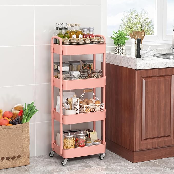 Sywhitta 4-Tier Plastic Rolling Utility Cart - Image 3