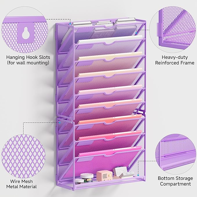 Lavatino Hanging Wall File Folders Organizer - Image 3