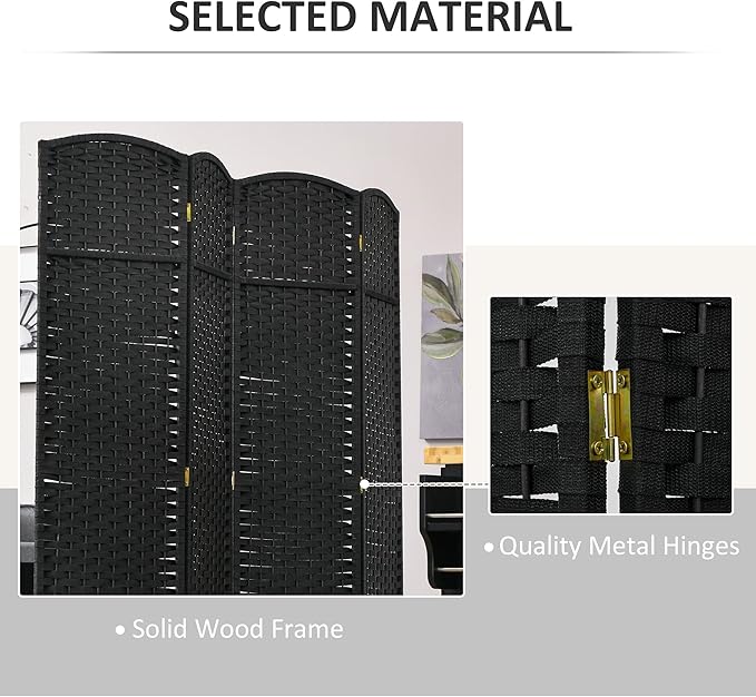 HOMCOM Room Divider, 4 Panel Folding Privacy Screen, 5.6' Tall Freestanding - Image 5