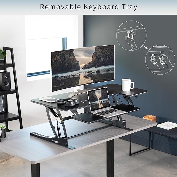 VIVO 48 inch Height Adjustable Large Stand Up Desk Converter, V Series - Image 8