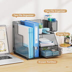 Marbrasse Desk Organizer and Accessories, 3-Tier File Organizer - Image 3