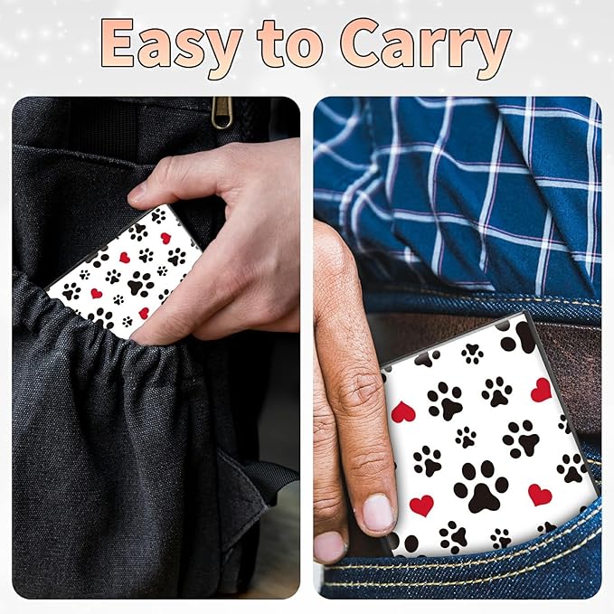 BWEGRHE Slim Credit Card Holder, Cute Dog Paw Prints RFID Blocking Metal Wallet - Image 7