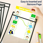 AKONEGE 5 Pack Oversized Dry Erase Pocket Sleeves Reusable 10 x 13 Inches Black Shop Job Ticket Holders Clear Plastic Sleeves Sheet Protectors for Documents, Teacher Classroom & Office Supplies