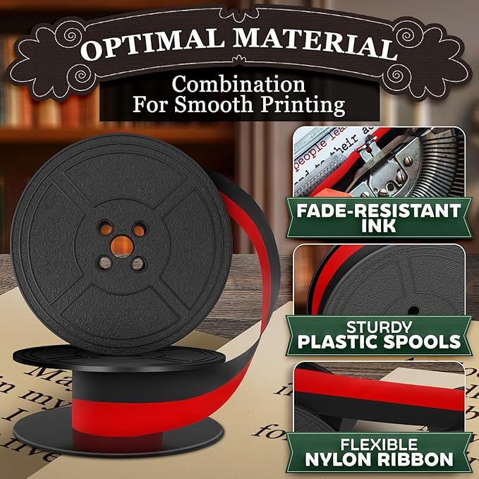 4 Pcs Universal Typewriter Ribbon Pack – Black and Red Typewriter Ribbon – 0.2 - Image 3