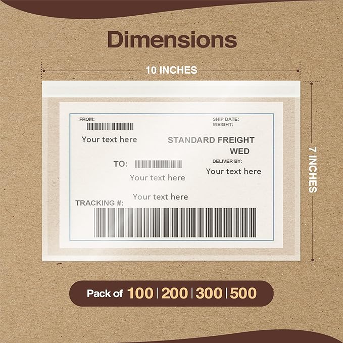 7x10 Shipping Label Sleeves 300 Pack- Strong Adhesive Back - Image 2