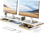 Fenge Dual Monitor Stand with Drawer, 42.5 Inch Large Monitor Riser with by Fenge