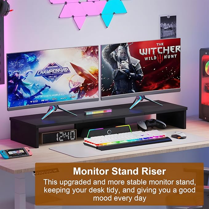 Qupui Dual Monitor Stand Riser, Large Computer Monitor Stand - Image 2