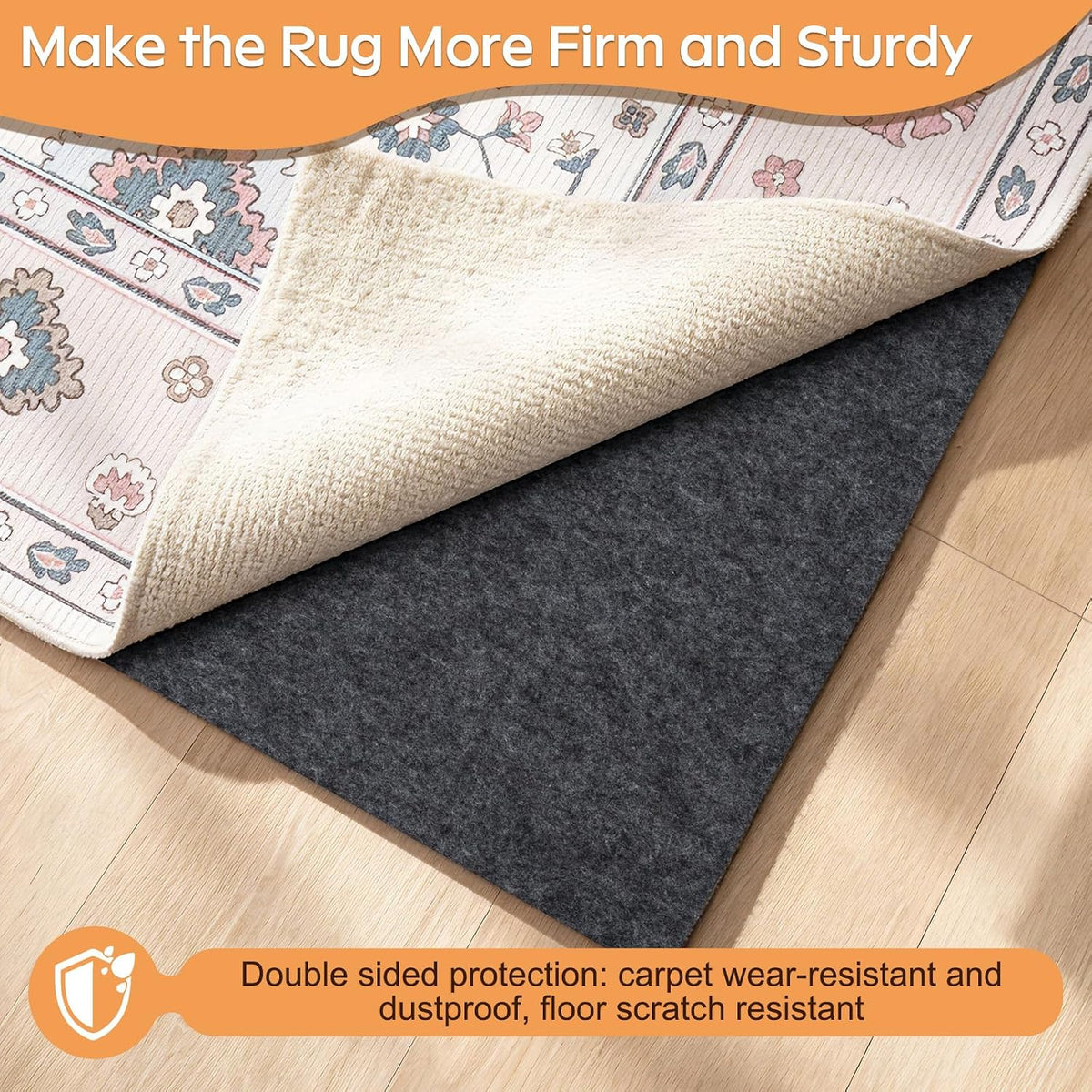 Felt Rug Pad - 1/2 4x6 Foot Extra Large Area Liner for All Floors and Trims, ...