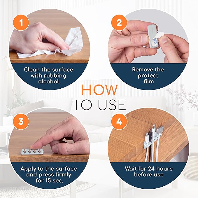 GLUIT Adhesive Desktop Cable Organizer Versatile Cord Holders Wire Clips and - Image 7