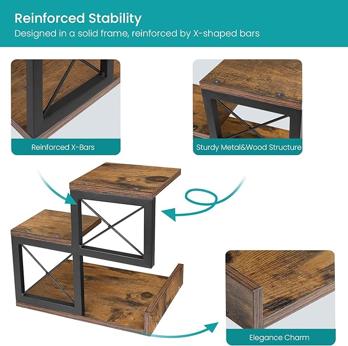 ELITEROO Desk Shelf Organizer, Wood Desktop Organizer Small Bookshelf, 3 Tier - Image 5