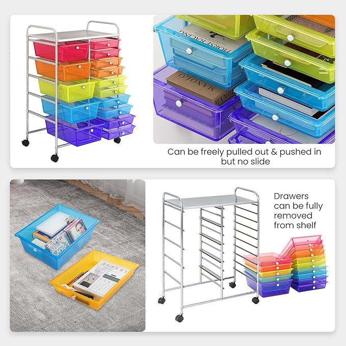 Giantex 15 Drawer Rolling Cart - Image 5