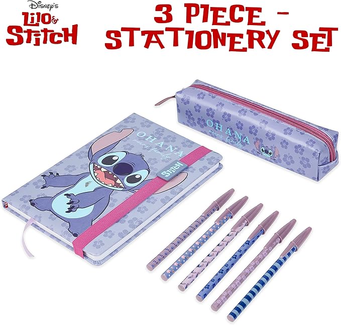 Disney Stitch Stationery Supplies Set Notebook Pencil Case & Ballpoint Pens or - Image 7