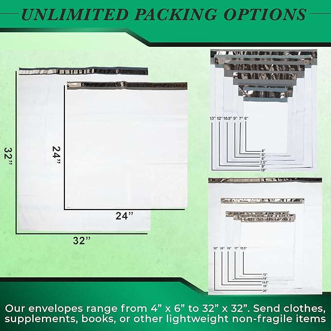 100 Pack Secure Seal White Poly Mailers - Image 3