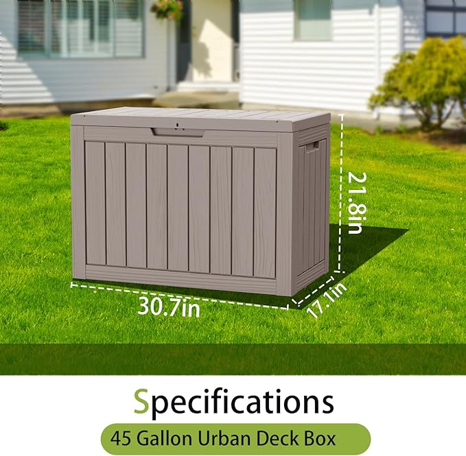 Decksplore 45 Gallon Outdoor Storage Box Waterproof Lockable Resin Deck Box - Image 5