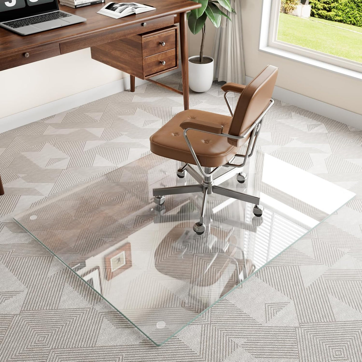 36"x46" Tempered Glass Chair mat for Carpet