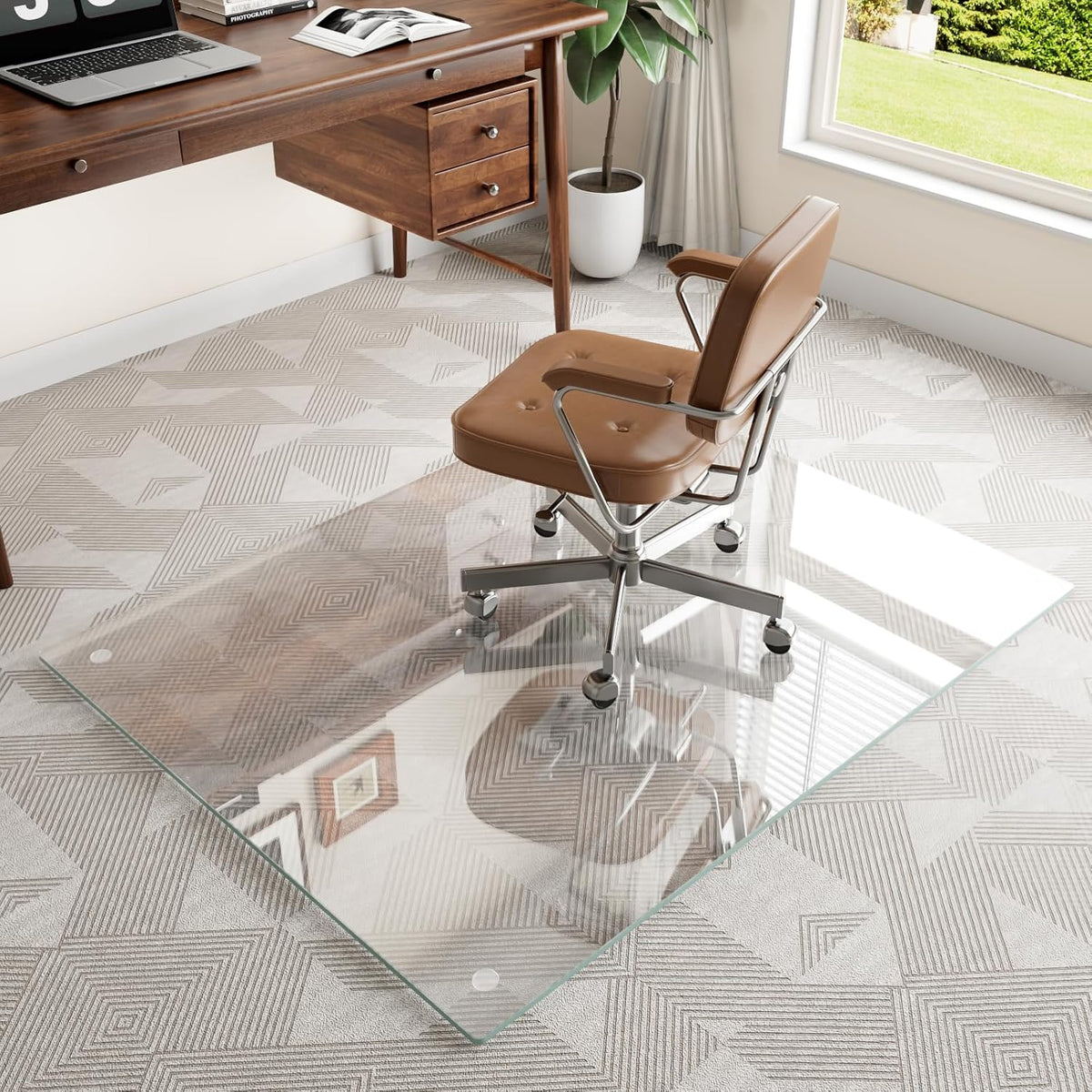36"x48" Tempered Glass Chair Mat for Carpet