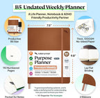 Roterunner Purpose Planner Notebook B5 7.5”x9.8” Undated 2026 Daily Weekly and - Image 2