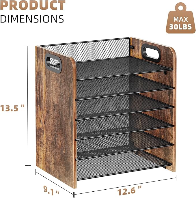 Marbrasse 6 Tier Paper Organizer Letter Tray - Image 5