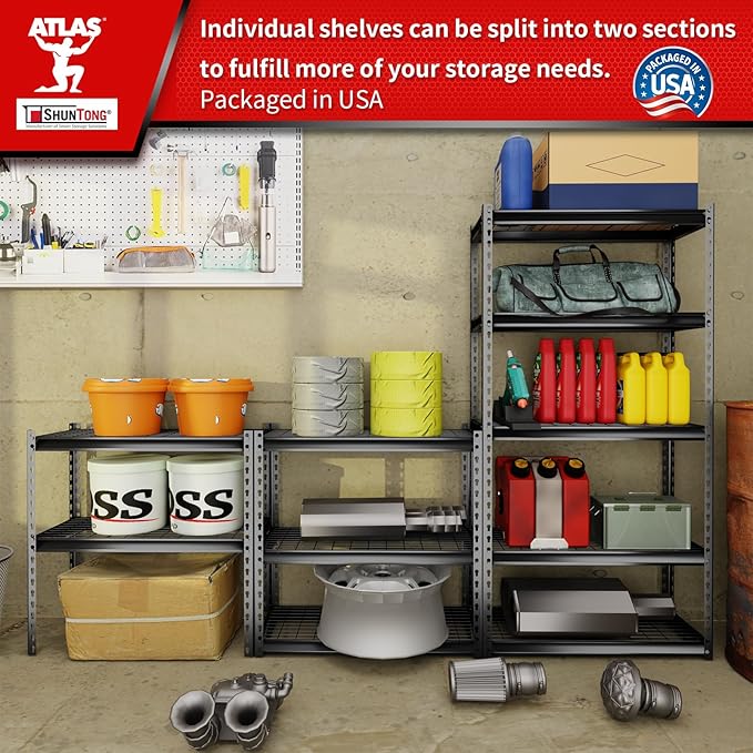 Shuntong The Atlas 30" W x 12" D x 60" H Adjustable Garage Storage Shelves Load - Image 6
