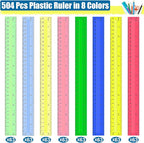 504 Pcs Rulers Bulk, 12 Inch Plastic Assorted Color Clear Rulers - Image 2