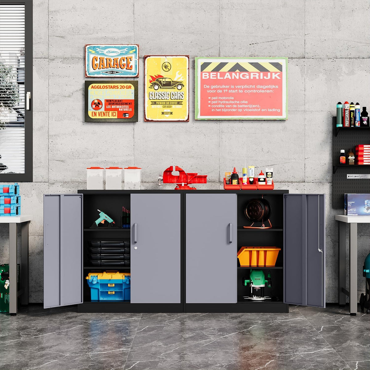 fesbos metal storage cabinet-36” tall steel file cabinet, package contents