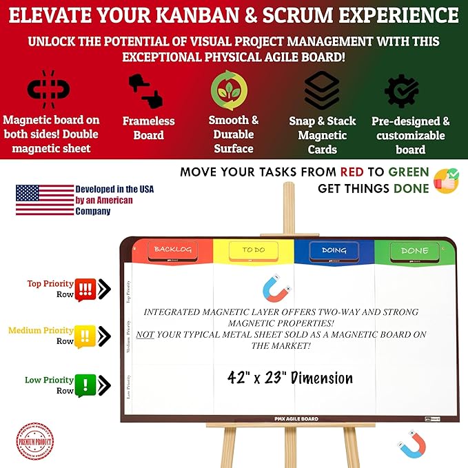 PMXBOARD Magnetic Kanban & Scrum Board – Lightweight Agile Whiteboard - Image 2