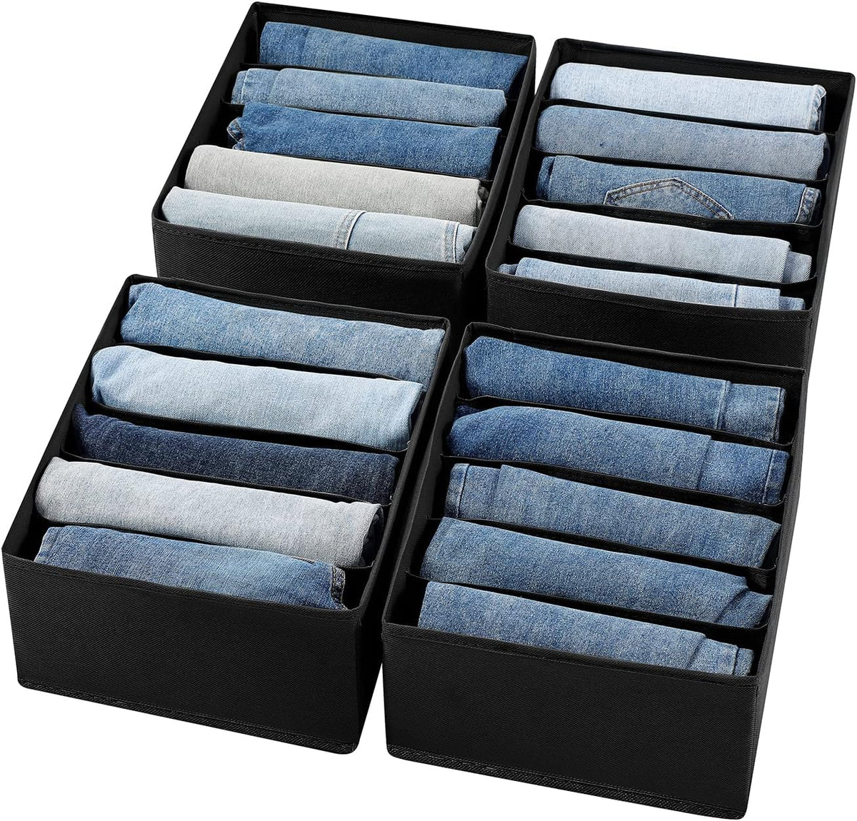 Jeans Drawer Organizers for Clothing, 5 Compartment Wardrobe Storage Box, Was...