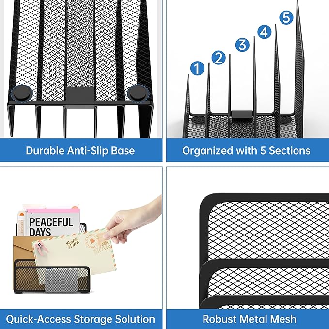 ReePlan Mail Organizer with 5 Slot, Metal Mail Holder - Image 6