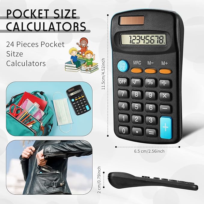 Flutesan 24 Pieces Basic Mini Calculators Bulk - Image 2