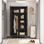 bevivog 71" metal storage cabinet, tall utility closet, side view