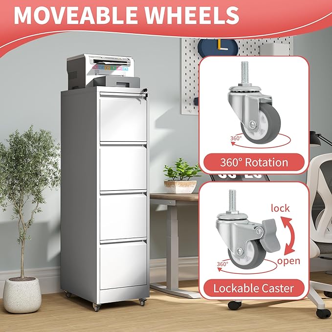 IKIMI 4 Drawer Locking File Cabinet - Image 5