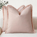 Foindtower Set of 2 Decorative Linen Fringe Throw Pillow Covers Boho Farmhouse by Foindtower