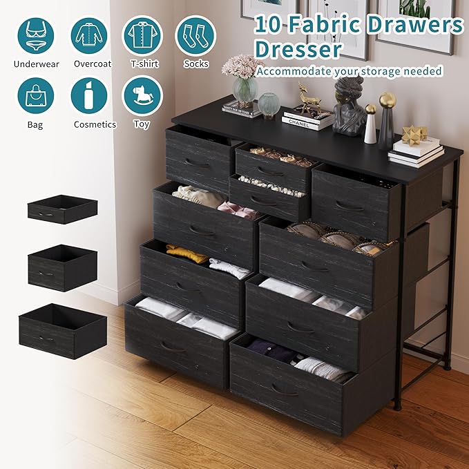 LUMTOK 10-Drawer Dresser, Fabric Dressers Drawers - Image 4