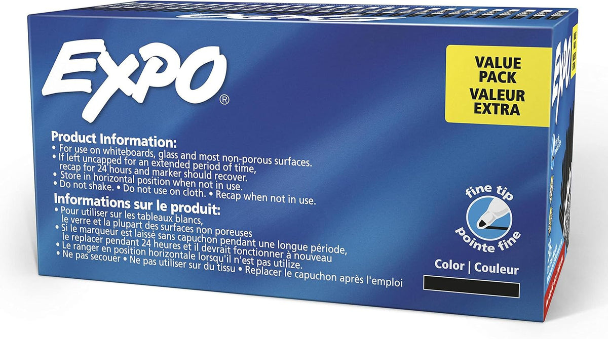 EXPO Dry Erase Markers, Low Odor Ink, Black, Fine Tip, 36 Count - Easily Eras...