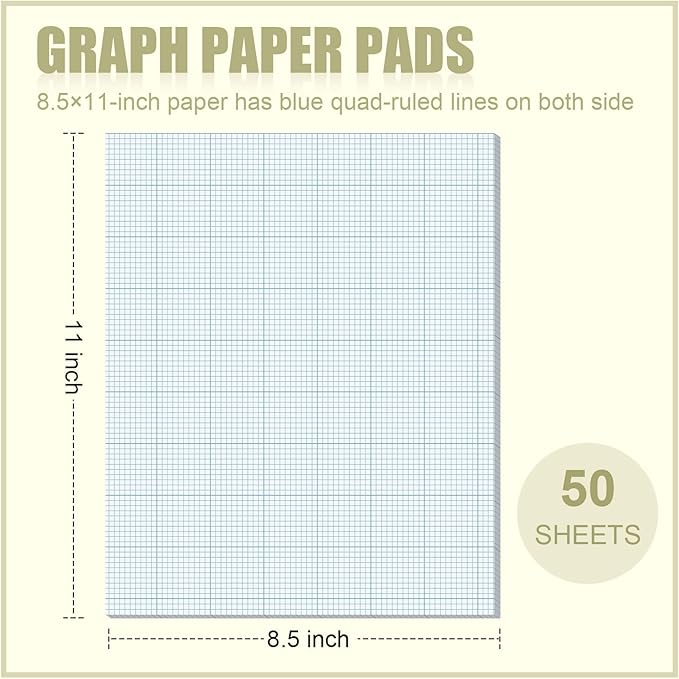 Ctosree 6 Pcs 8.5 x 11 Quadrille Pads 10 Squares Per Graph Paper Pad Back to - Image 2