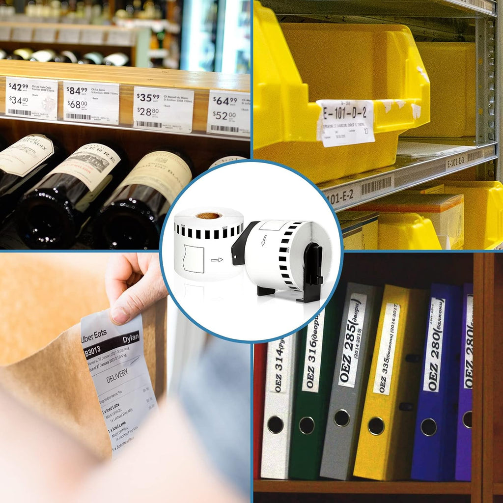 COLORWING Compatible Brother DK-2205 Continuous Paper Label Rolls 2-3/7" x 100'(62mm x 30.48m) Use with Brother QL Label Printer QL-500 QL-570 QL-700W QL-800 QL-810W, 6 Rolls+1 Frame | 62mm x 30.48m, Use with QL Label Printer QL-500 QL-570 QL-700W QL-800