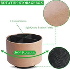 Hennaja Round Leather Art Supply Organizer, Remote Control Holder, 360 Degree - Image 3